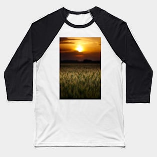 Wheat field at sunset, sun in the frame Baseball T-Shirt